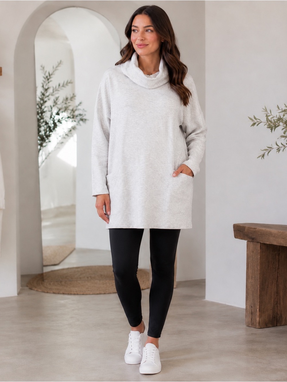 Hatch Light Gray Crewneck women’s Sweatshirt Tunic P/S NWOT